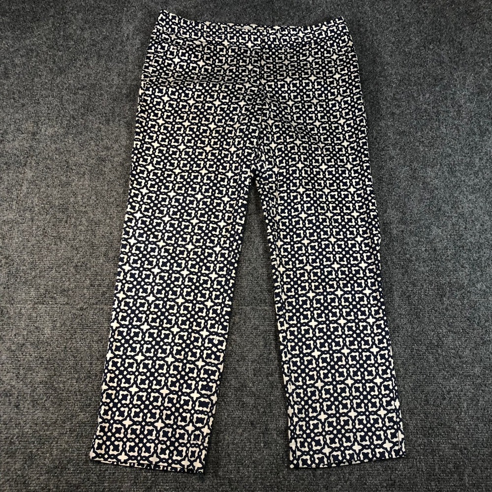 Laundry by Shelli Segal Geometric Print Cropped Pants Size 6 Navy White